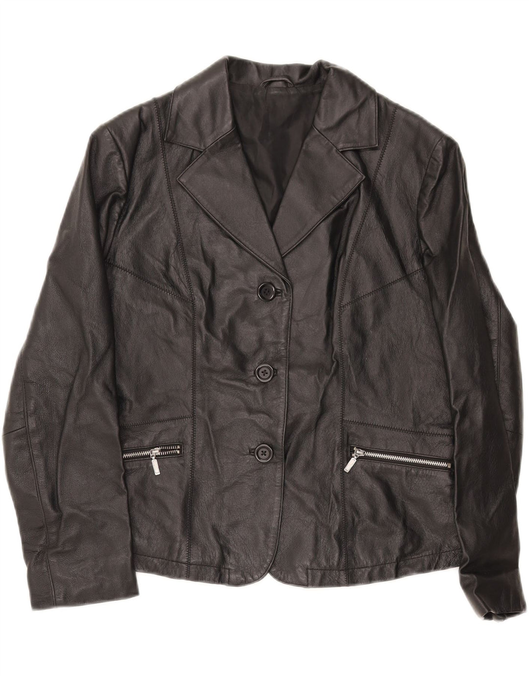 OVIESSE Womens Leather Jacket IT 44 Medium Black Leather