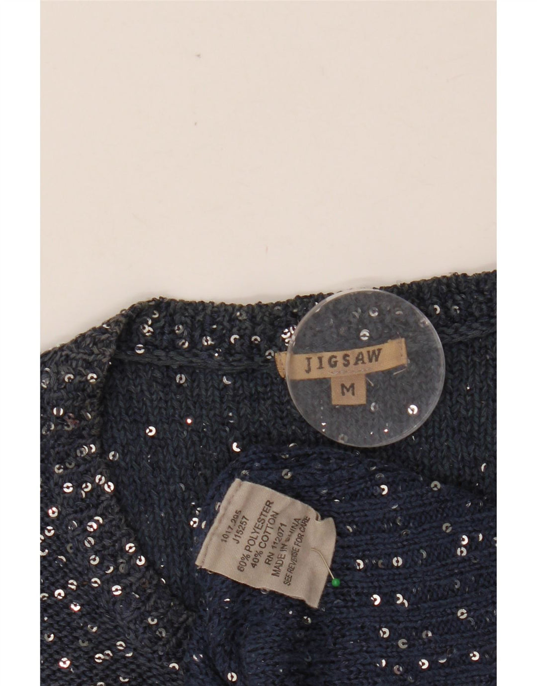 JIGSAW Γυναικείο Crop Cardigan πουλόβερ UK 12 Medium Navy Blue Polyester