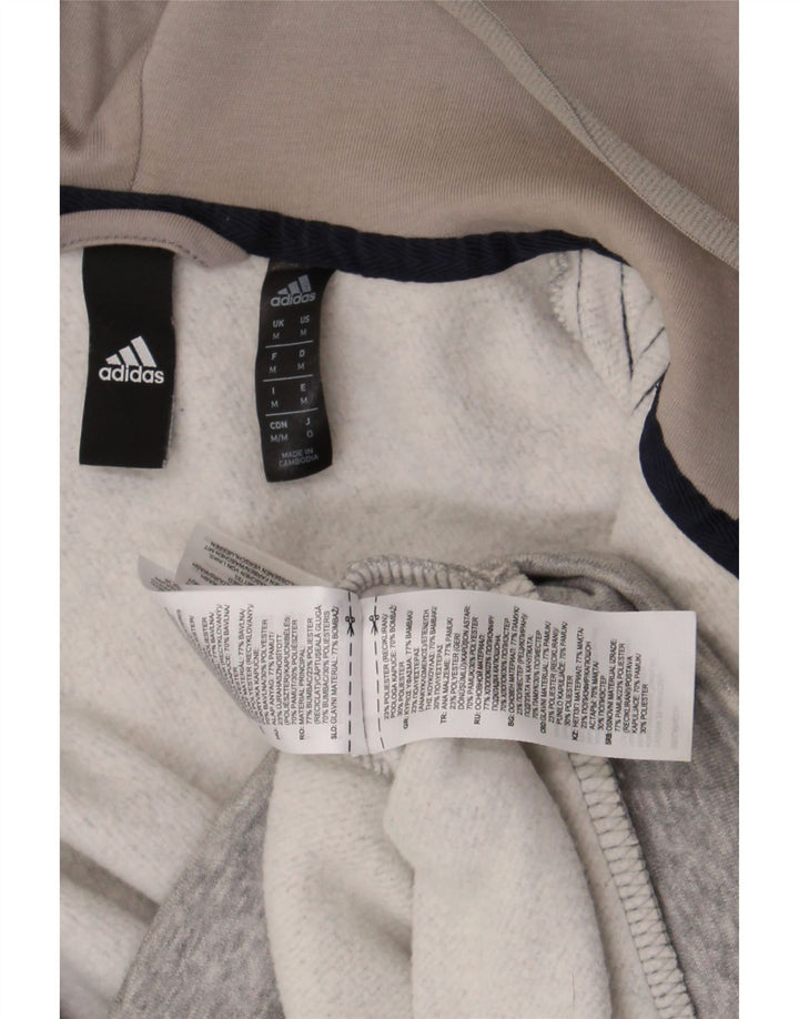 Ανδρικό πουλόβερ με κουκούλα με φερμουάρ Adidas μεσαίο βαμβακερό γκρι
