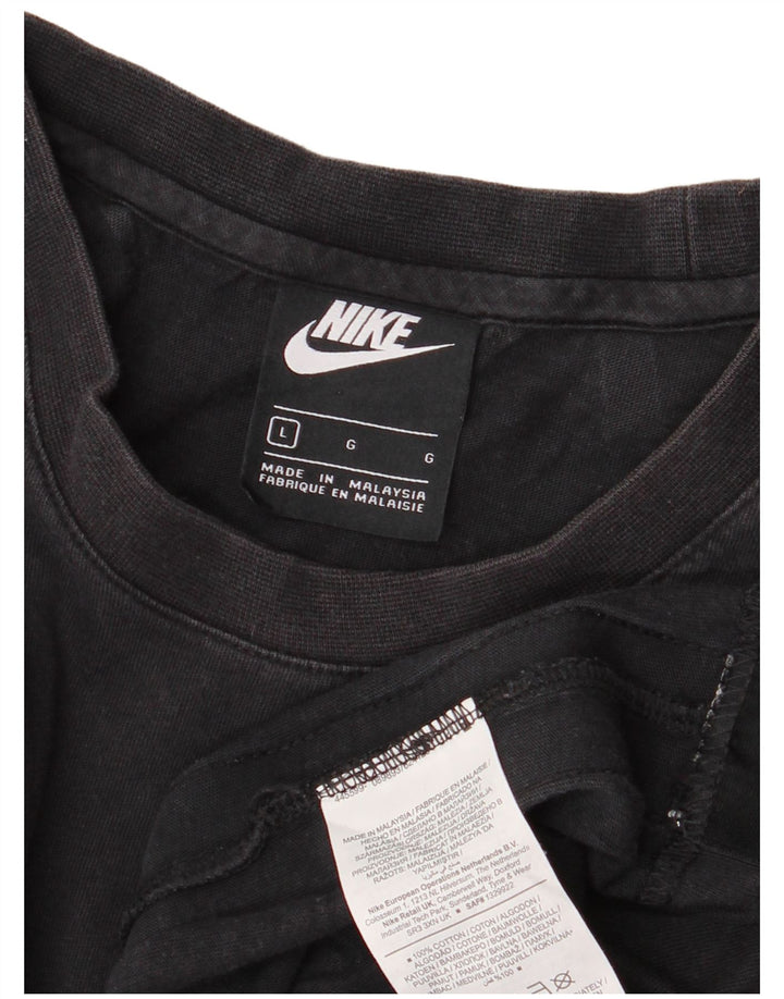 Ανδρικό γραφικό μπλουζάκι Nike, μεγάλο μαύρο βαμβακερό