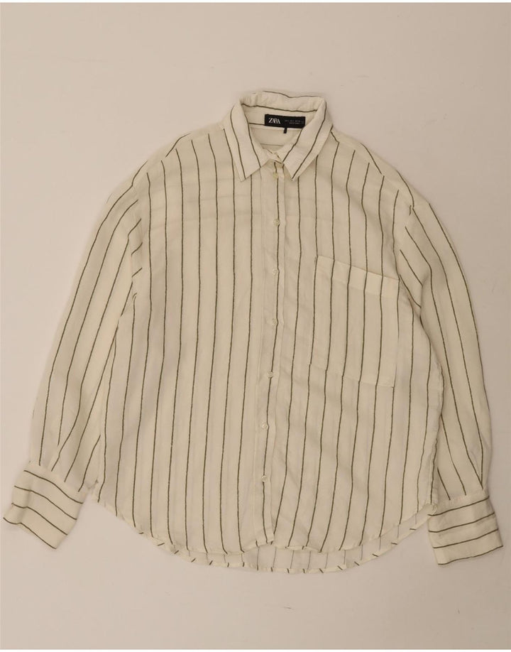 ZARA Γυναικείο πουκάμισο μεγάλου μεγέθους UK 10 Small White Ride Modal