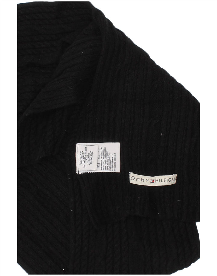 TOMMY HILFIGER Womens Knit Rectangle Scarf One Size Black Cotton Classic