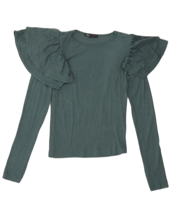 Zara γυναικείο τοπ μακρυμάνικο UK 10 Small Green