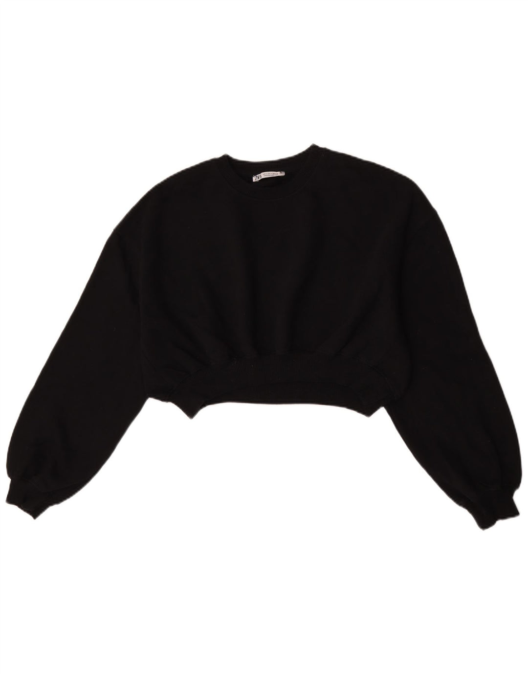Zara Γυναικεία φούτερ Crop Oversized Jumper UK 10 Small Black Cotton