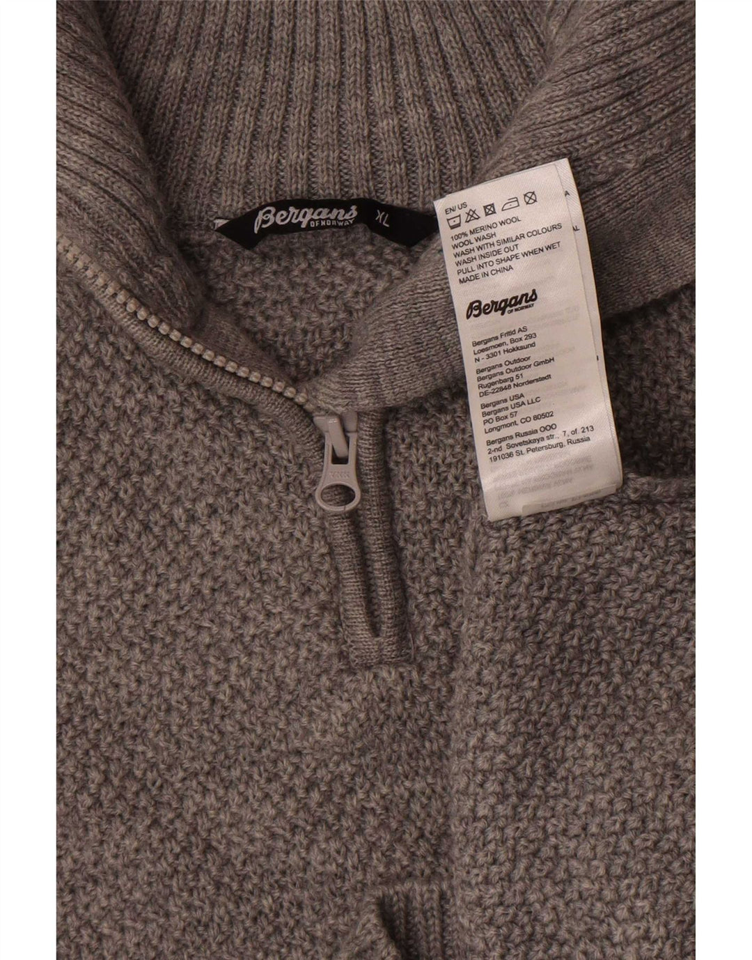 Ανδρικό πουλόβερ Bergans με φερμουάρ XL Μαλλί Merino