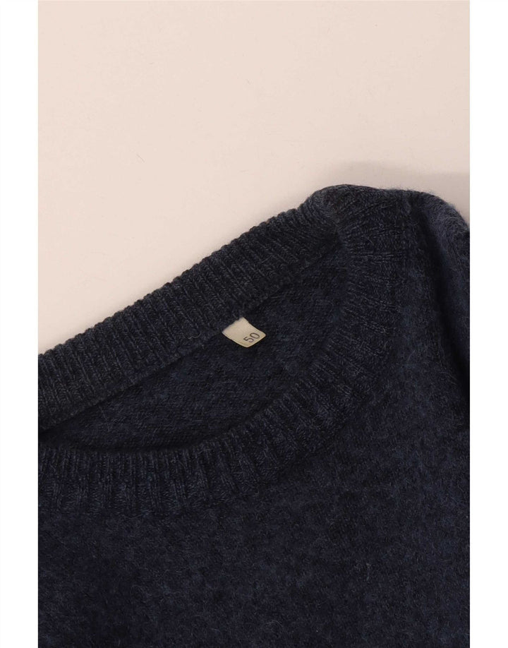 Vintage Ανδρικό πουλόβερ με λαιμόκοψη IT 50 Medium Navy Blue Geometric
