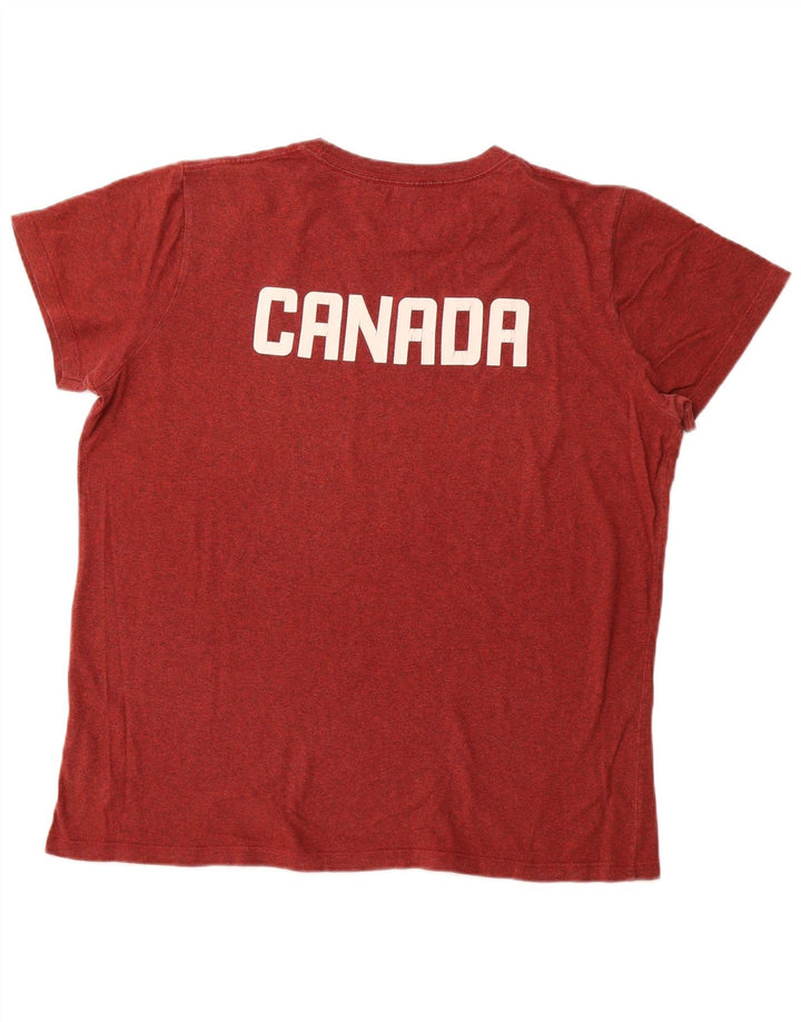 Roots Womens Canada Graphic T-Shirt Top XL Μπορντό βαμβακερό