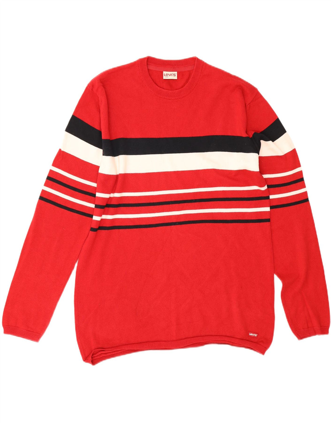 Ανδρικό πουλόβερ Levi's Crew Neck Jumper Μεγάλο κόκκινο βαμβακερό ριγέ