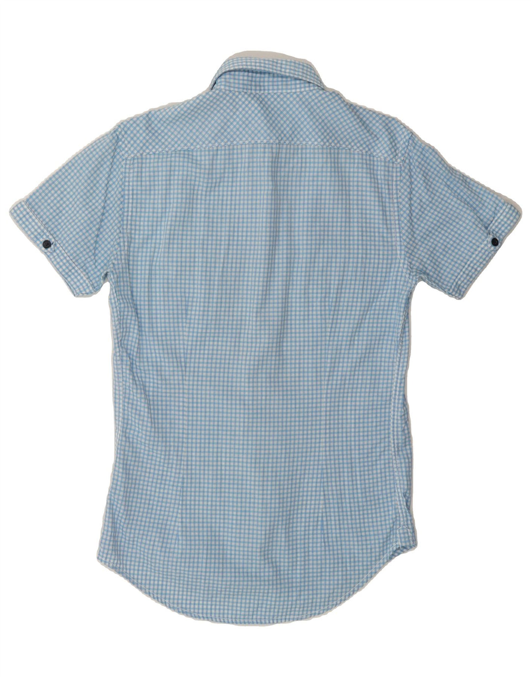 CARRERA Mens Short Sleeve Shirt Small Blue Check Vintage Carrera and Second-Hand Carrera from Messina Hembry 