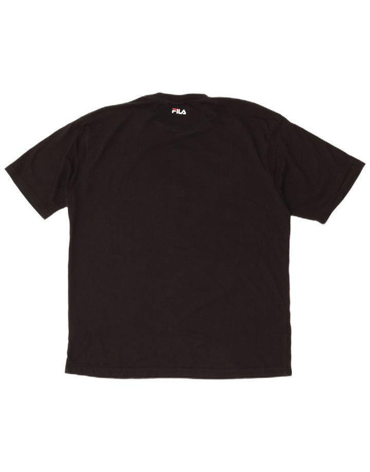 Ανδρικό γραφικό T-Shirt Fila Top Μεσαίο μαύρο βαμβακερό