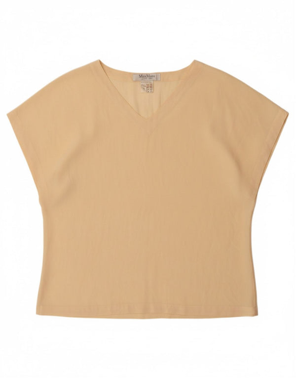 MAX MARA Γυναικείο T-Shirt Top UK 14 Large Beige Silk