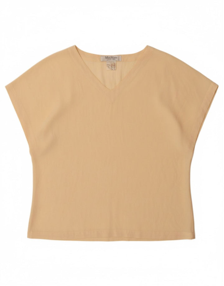 MAX MARA Γυναικείο T-Shirt Top UK 14 Large Beige Silk