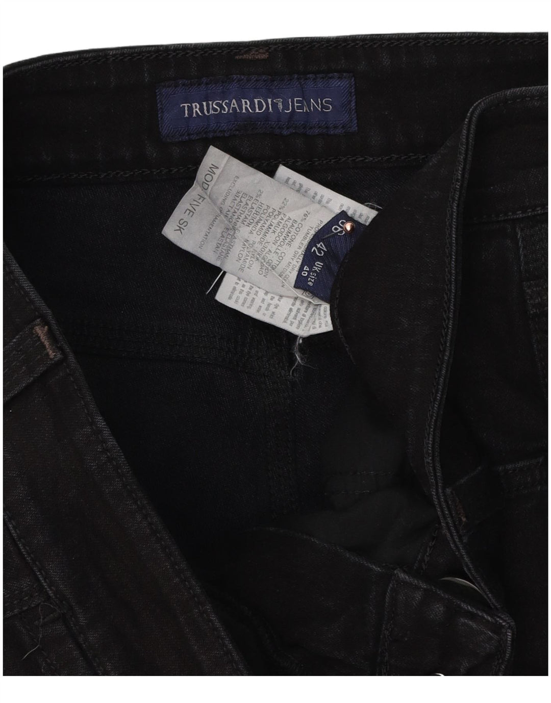 Trussardi Ανδρικό Ίσιο Τζιν W40 L30 Μαύρο Βαμβακερό