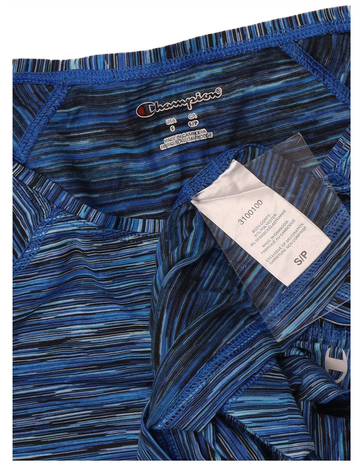 CHAMPION Γυναικείο τοπ μακρυμάνικο UK 10 Small Blue Pinstripe Polyester
