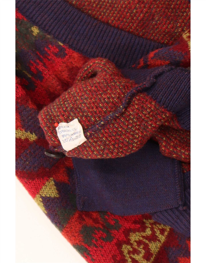 Ανδρικό πουλόβερ Cagi Cardigan IT 46 Small Red Fair Isle Wool
