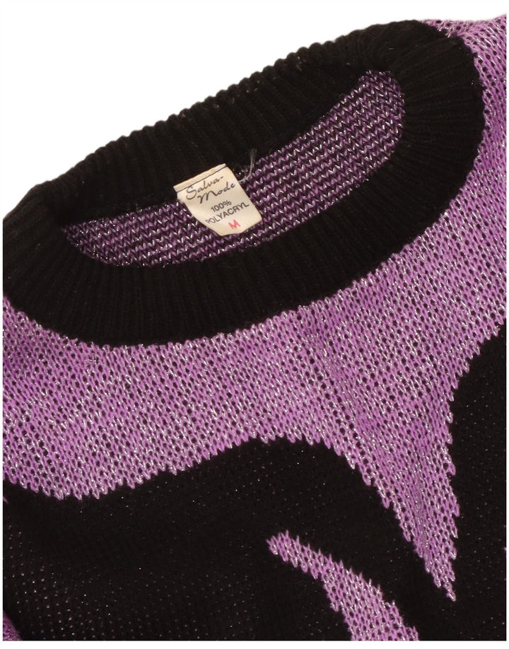 Vintage γυναικείο αφηρημένο φόρεμα με μοτίβο UK 14 Medium Purple