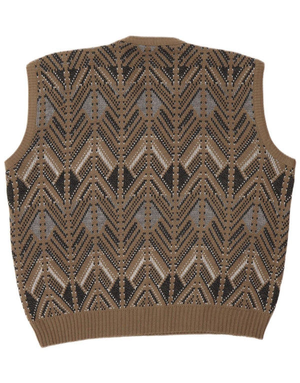 VINTAGE Ανδρικό γιλέκο Tank Top IT 52 Large Brown Fair Isle