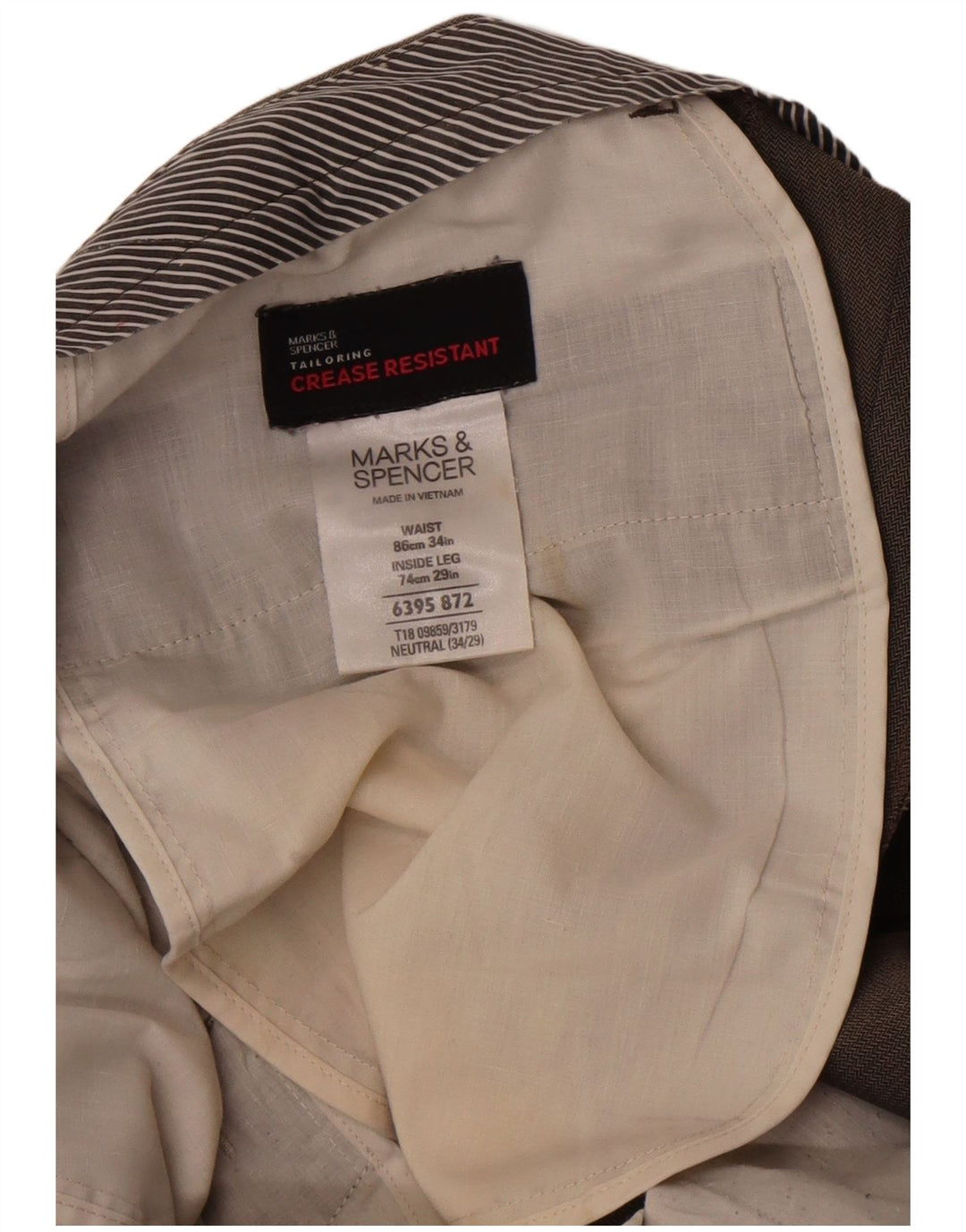Marks & Spencer Ανδρικό ίσιο παντελόνι W34 L29 Καφέ ψαροκόκκαλο