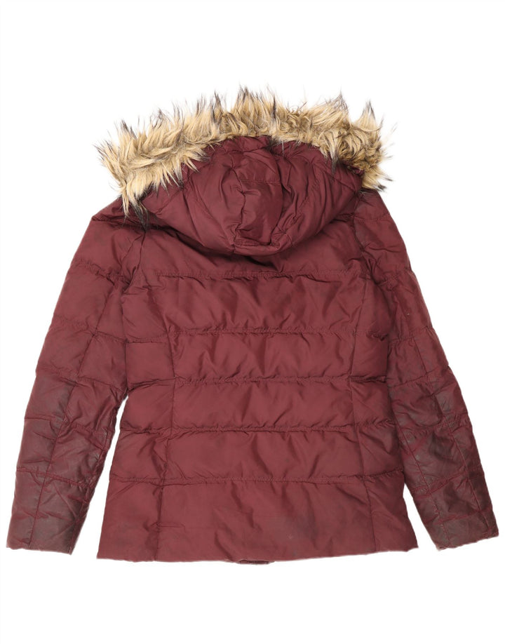 Tommy Hilfiger Γυναικείο μπουφάν με κουκούλα UK 10 Small Burgundy Polyester