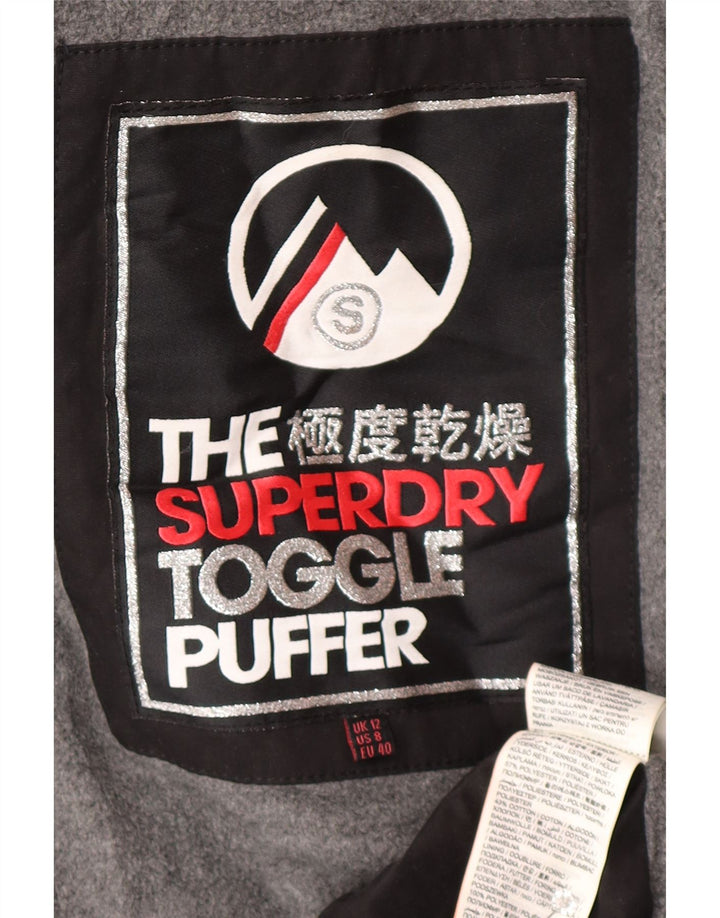Superdry γυναικείο μπουφάν Duffle με κουκούλα UK 12 μεσαίο μαύρο πολυεστέρα