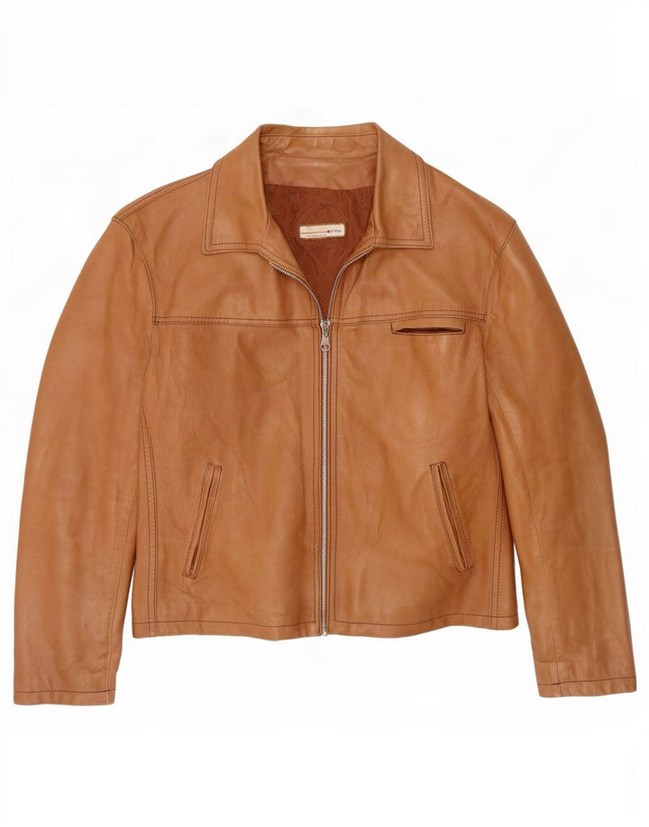 Vintage Γυναικείο Δερμάτινο Μπουφάν UK 18 XL Μπεζ