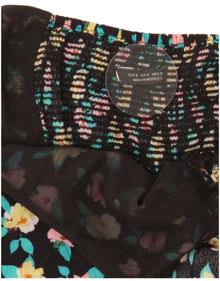 Zara Γυναικείο Playsuit UK 8 Small Black Floral