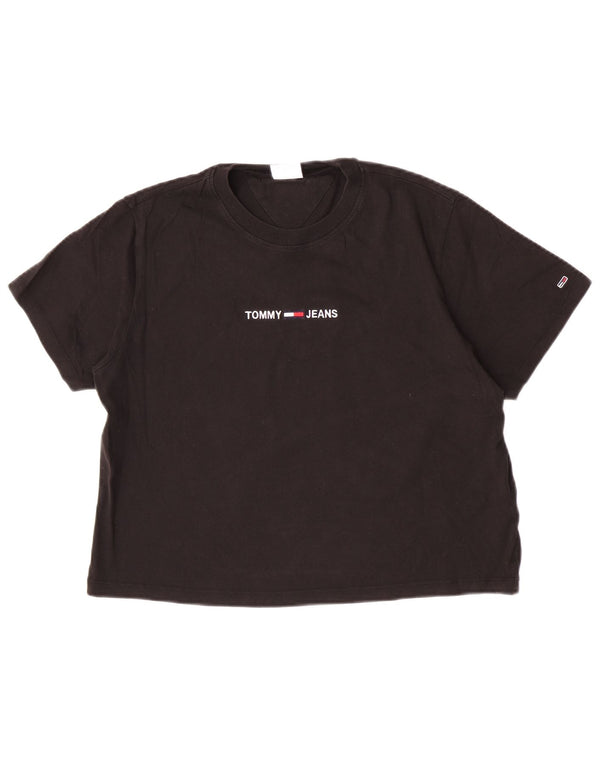 Tommy Hilfiger Γυναικείο T-Shirt Top UK 16 Large μαύρο βαμβακερό
