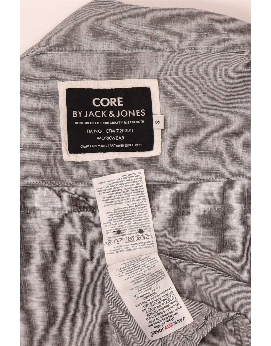 Jack & Jones Ανδρικό πουκάμισο με λαιμόκοψη μικρό γκρι βαμβακερό