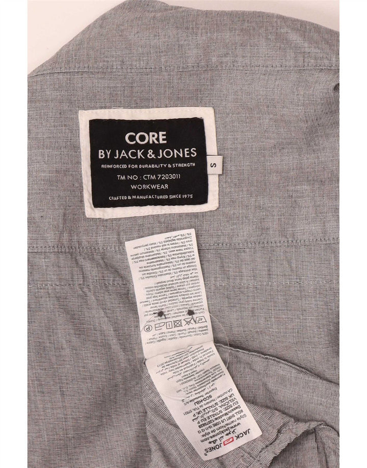 Jack & Jones Ανδρικό πουκάμισο με λαιμόκοψη μικρό γκρι βαμβακερό