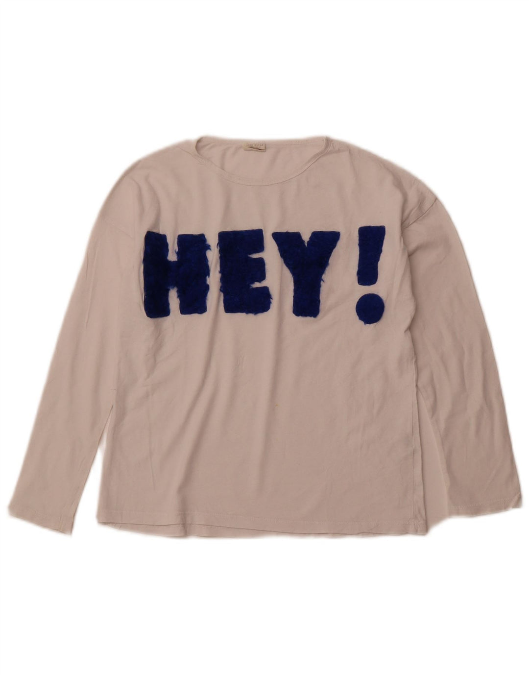 ZARA Girls Graphic Top Μακρυμάνικο 9-10 ετών Λευκό Βαμβακερό