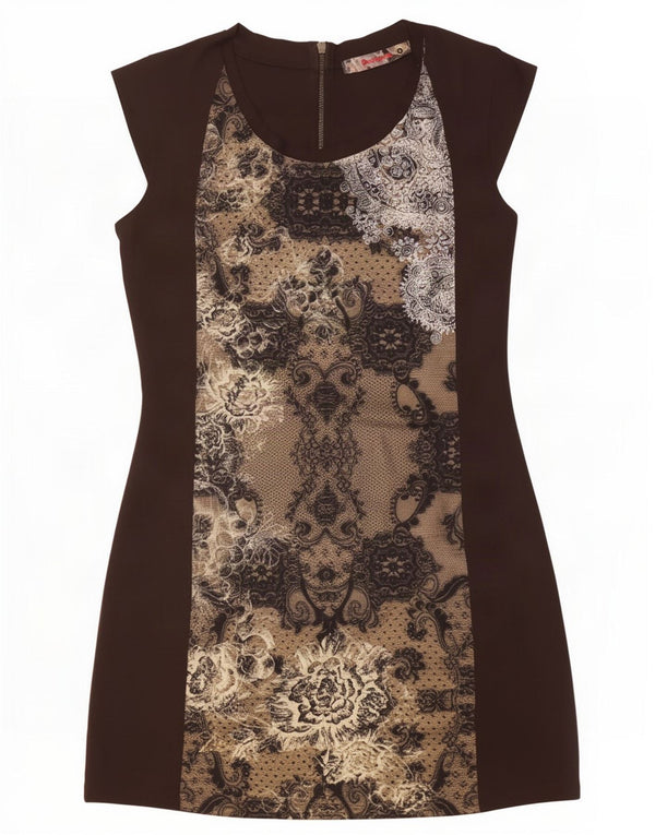 Desigual γυναικείο φόρεμα με θήκη UK 16 Large καφέ Paisley