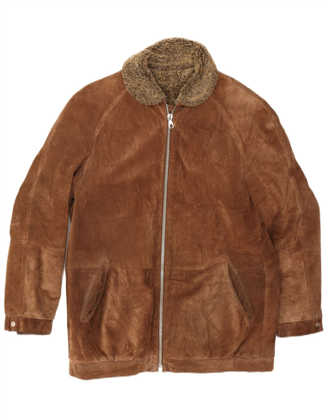 Vintage Ανδρικό Suede Shearling Jacket UK 38 Medium Brown Δέρμα