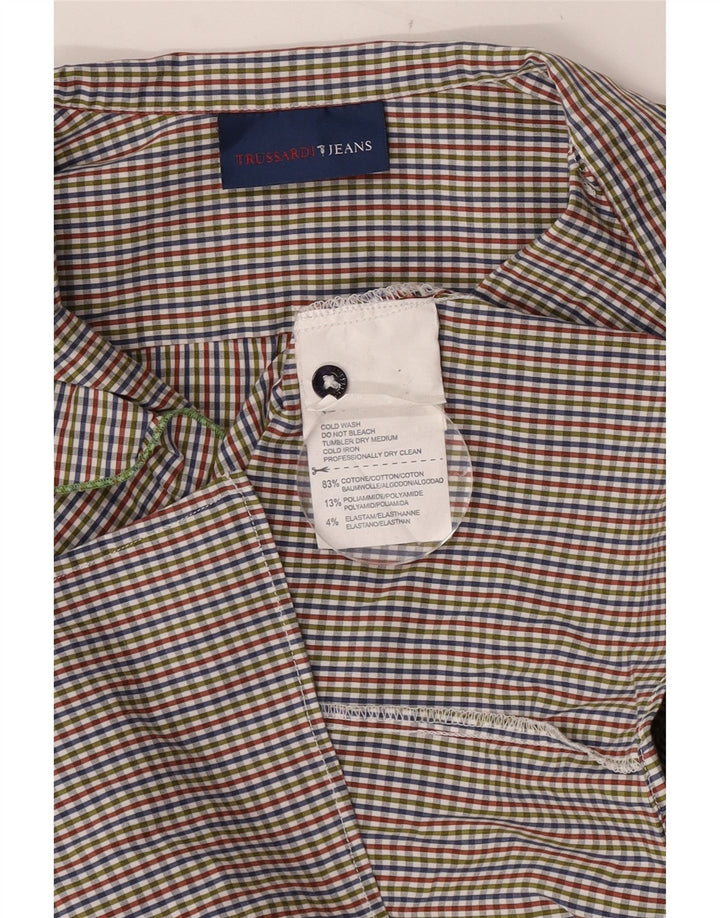 Trussardi Jeans Γυναικεία βολάν μπλούζα Μπροστινή Τοπ UK 6 XS Πολύχρωμη