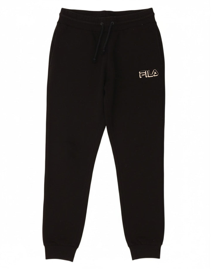 FILA Womens Graphic Tracksuit Trousers Joggers UK 14 Medium Black