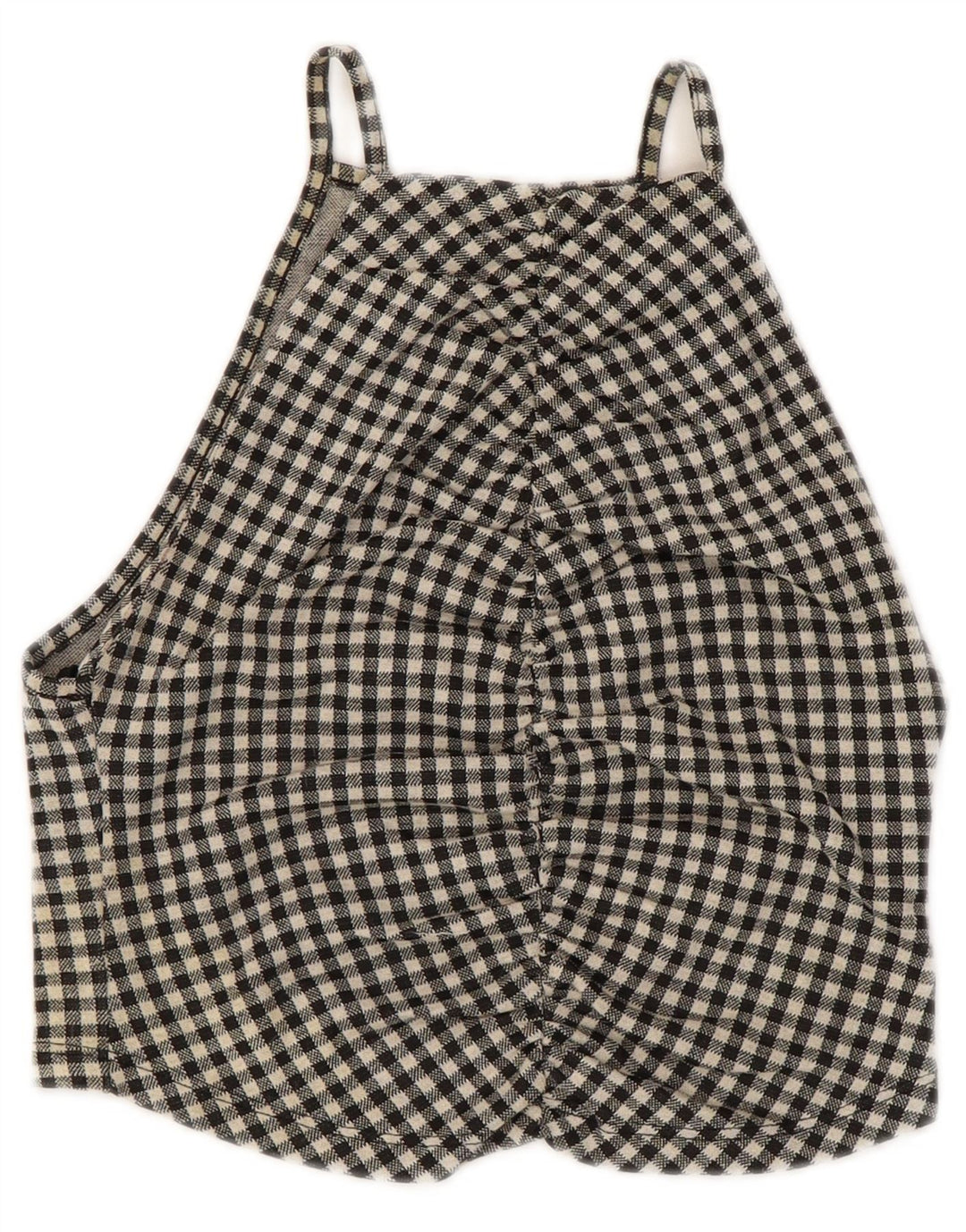 ZARA Γυναικείο Κροπ Κάλτερ Τοπ UK 8 Small Black Gingham Cotton