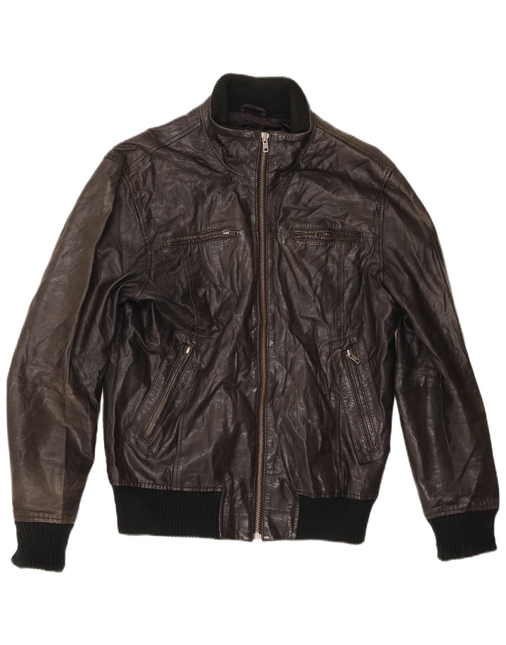 Jack & Jones Ανδρικό Δερμάτινο Μπουφάν UK 38 Medium Black