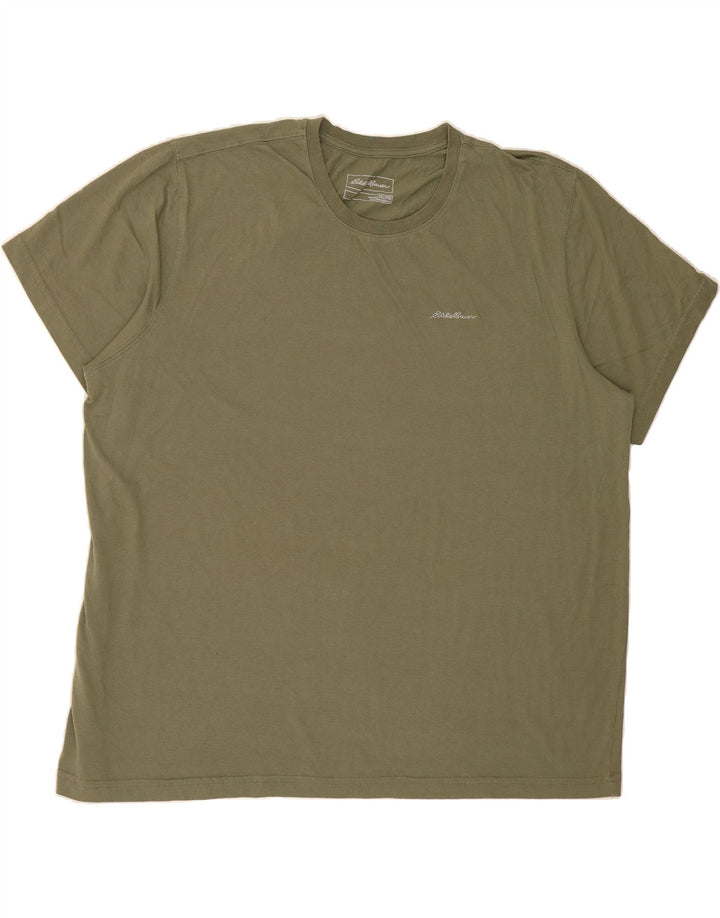 EDDIE BAUER Mens T-Shirt Top 2XL Khaki Cotton Vintage Eddie Bauer and Second-Hand Eddie Bauer from Messina Hembry 