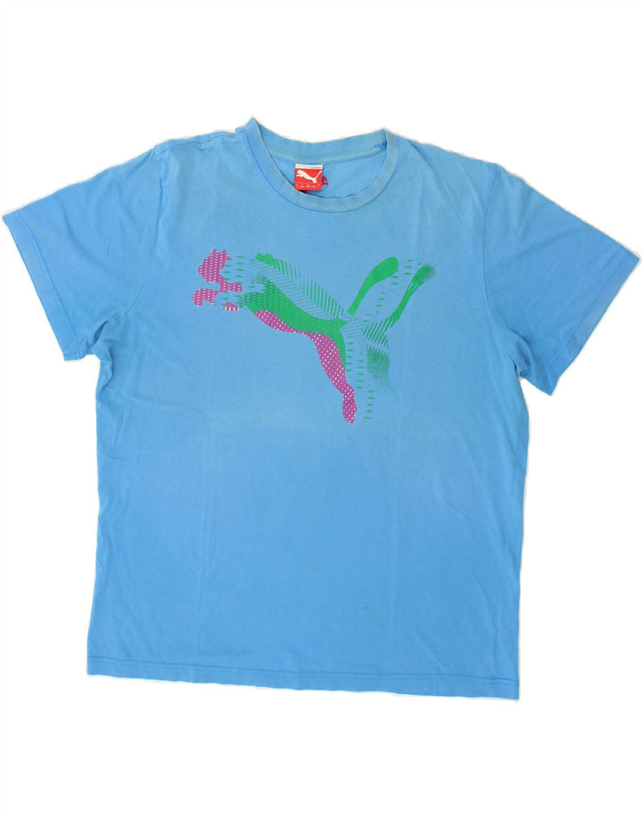 PUMA Mens Graphic T-Shirt Top Large Blue Vintage Puma and Second-Hand Puma from Messina Hembry 
