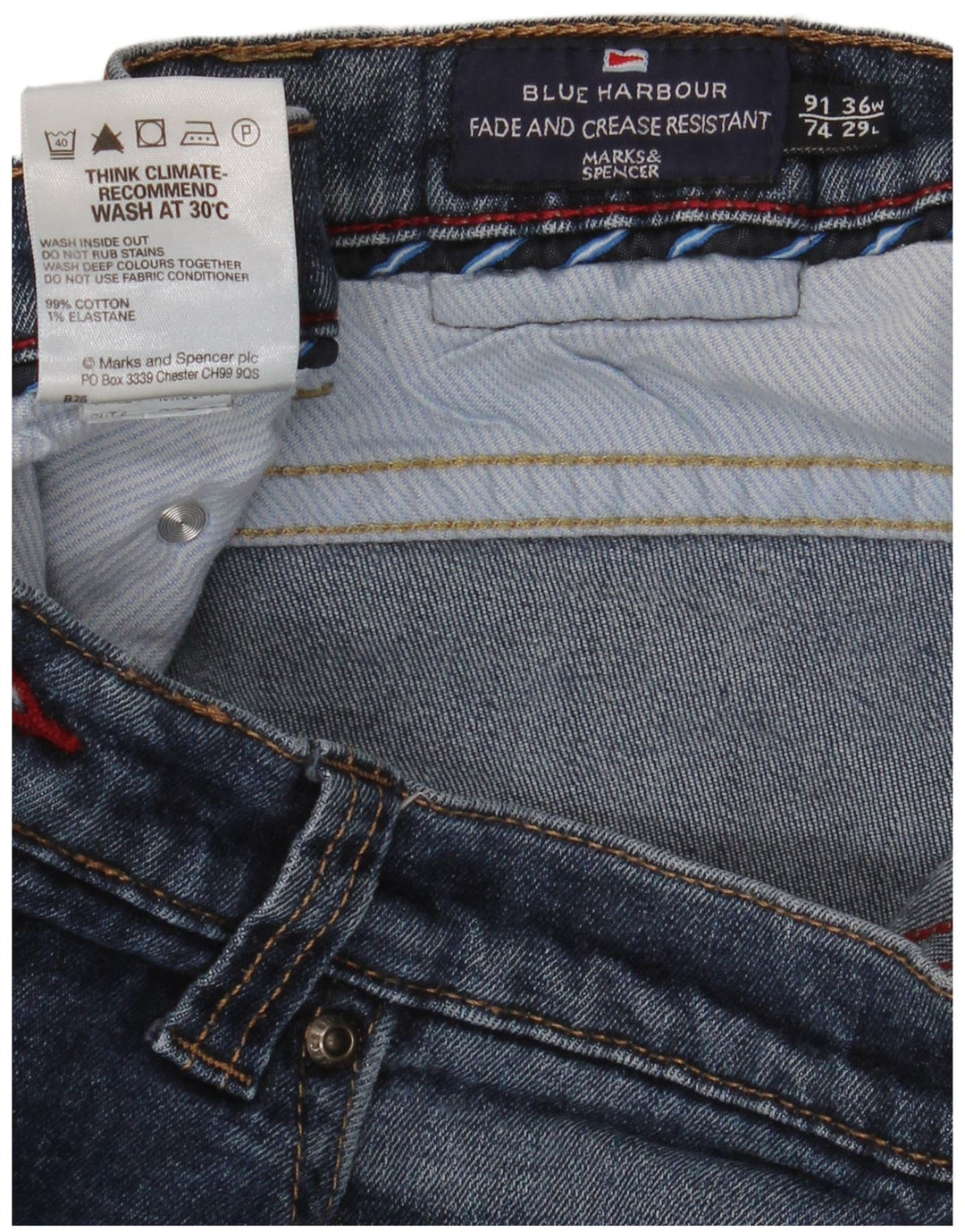 Ανδρικό τζιν Marks & Spencer Blue Harbor Straight W36 L29 Blue Cotton