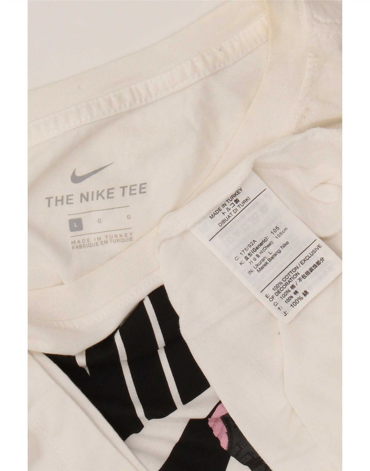 Ανδρικό γραφικό μπλουζάκι Nike, μεγάλο λευκό βαμβακερό