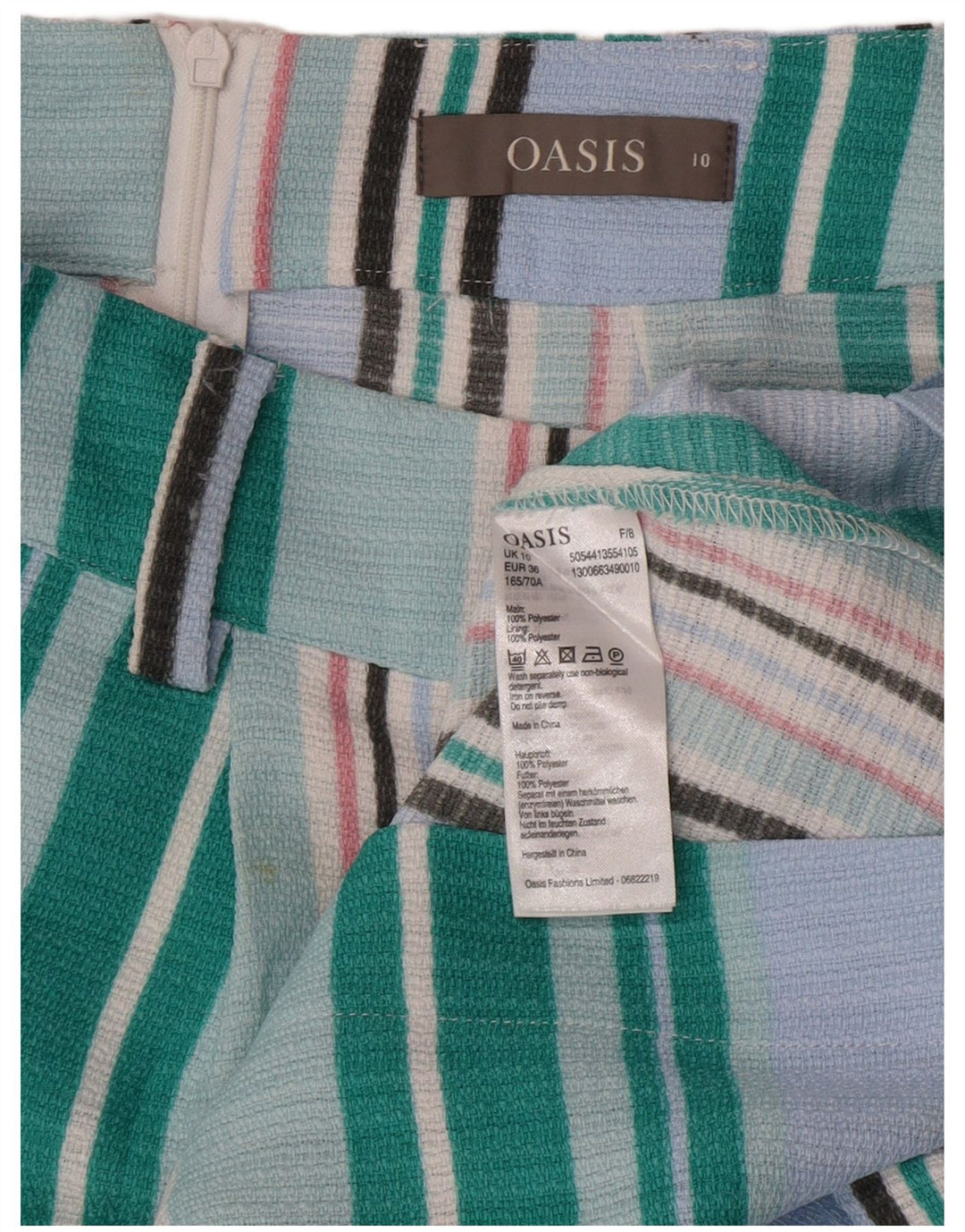 Γυναικεία φούστα Oasis A-Line UK 10 Small W27 μπλε ριγέ πολυεστέρα