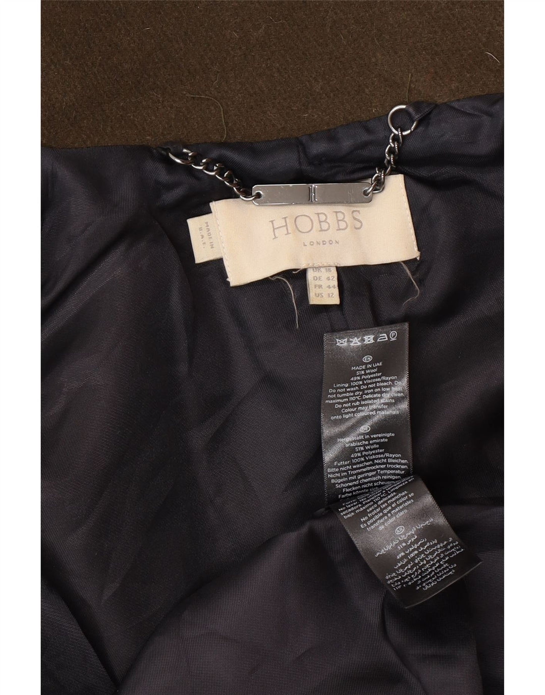 Hobbs Γυναικείο Παλτό UK 16 Large Khaki Wool