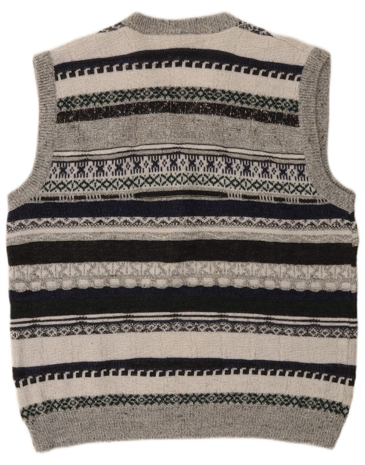 VINTAGE Ανδρικό γιλέκο Tank Top Μεσαίο Γκρι Ριγέ Πολυακρυλικό