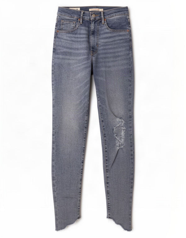 Levi's Womens Mile High Distressed Super Skinny Jeans W27 L30 Blue Cotton