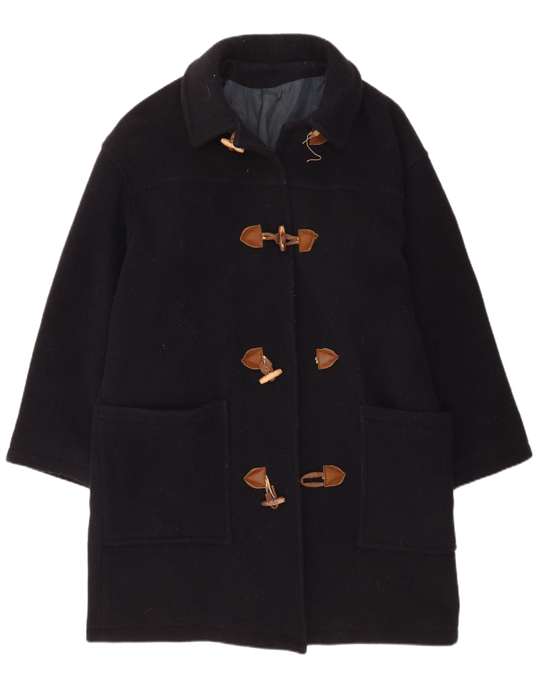 Vintage γυναικείο παλτό Duffle UK 14 Medium Navy Blue Wool