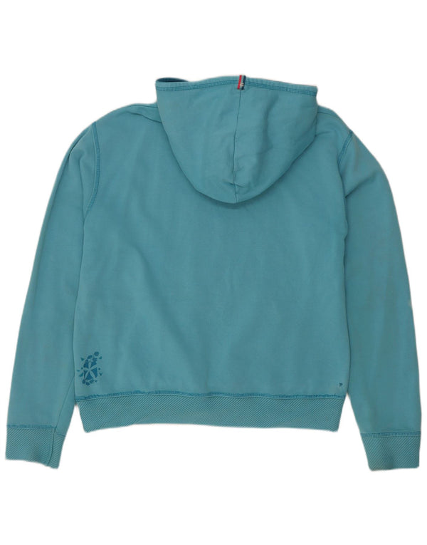 Γυναικείο Animal Graphic Hoodie Jumper UK 14 Medium Blue Cotton