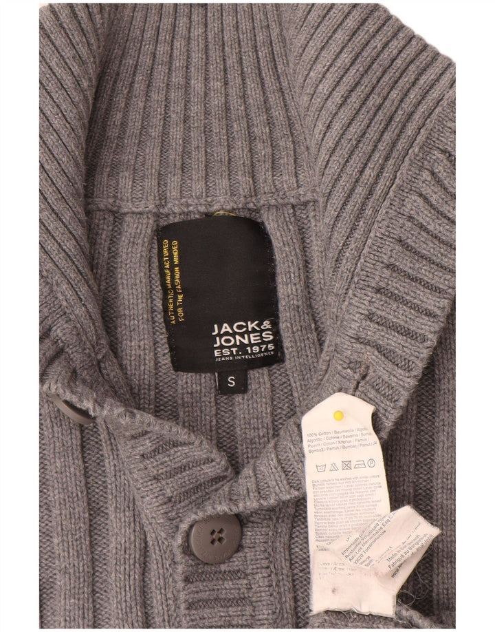 Jack & Jones Ανδρικό πουλόβερ με κουμπιά λαιμόκοψης μικρό γκρι βαμβακερό