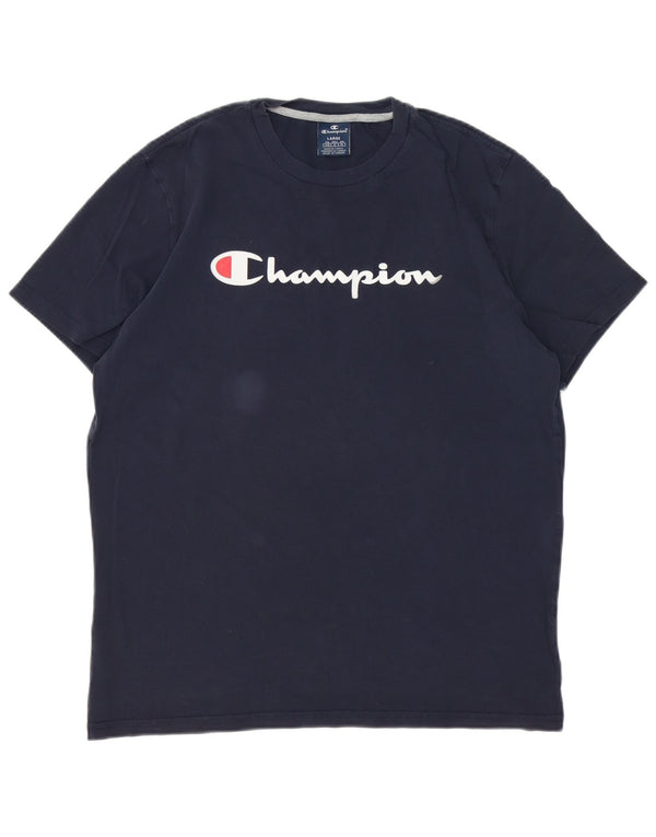 Champion Mens Graphic T-Shirt Top Large Navy Blue