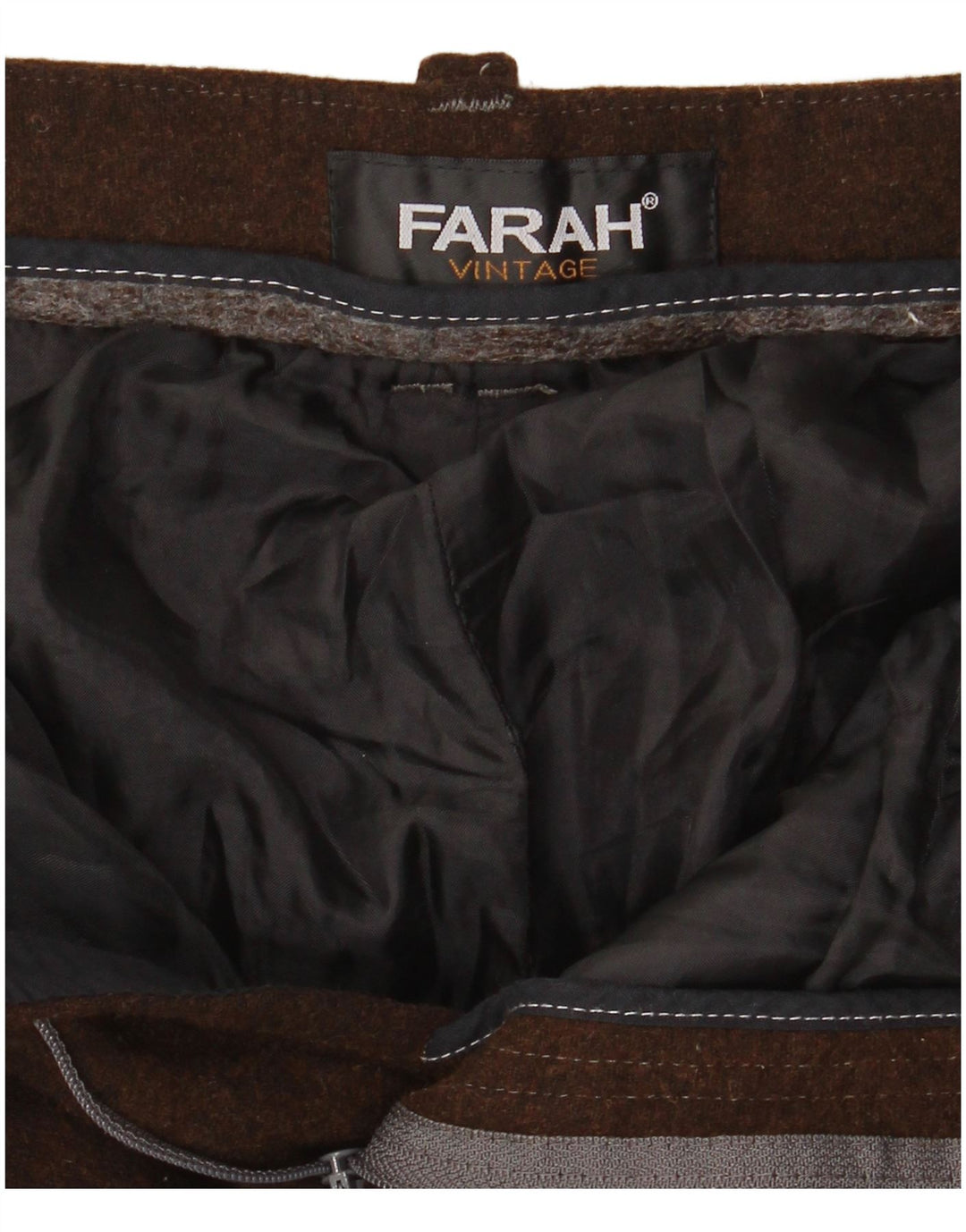 FARAH Ανδρικό ίσιο παντελόνι W34 L26 Καφέ μαλλί