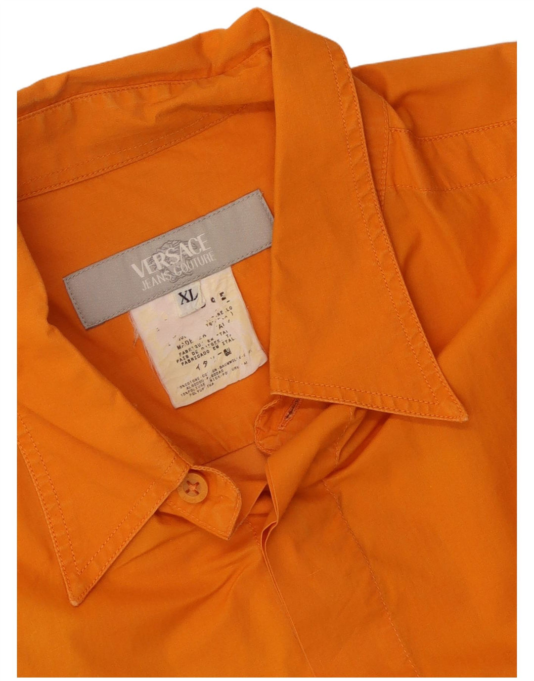 Ανδρικό κοντομάνικο πουκάμισο Versace XL πορτοκαλί βαμβακερό